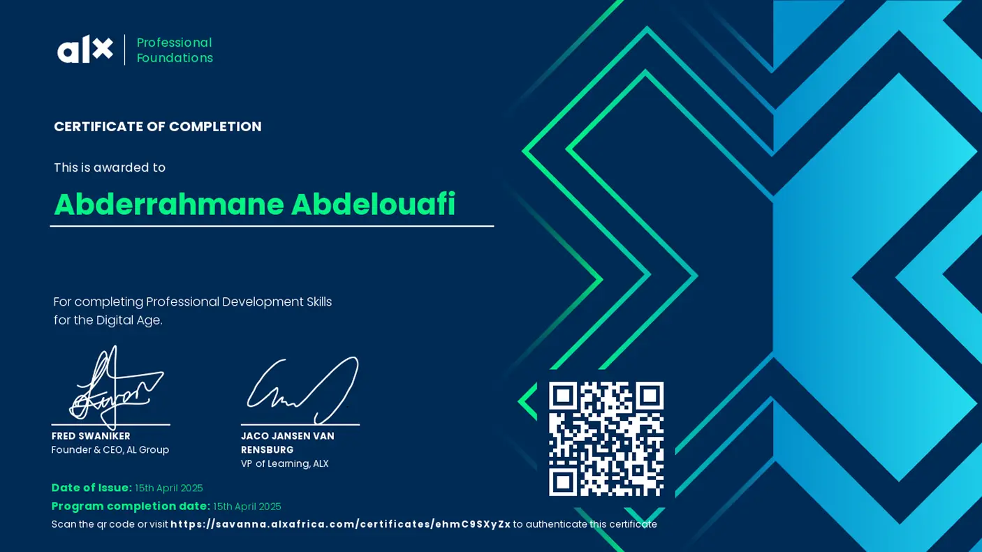 ALX Africa “Professional Foundations” Certificate