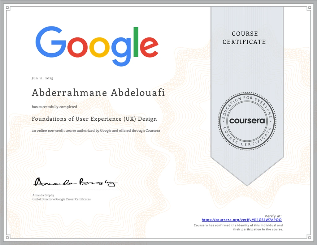 Google “Foundations of User Experience Design” Certificate