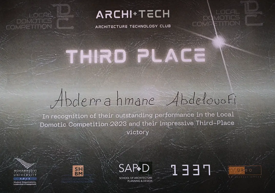LDC Robotics Competition 3rd Edition – Third‑Place Certificate