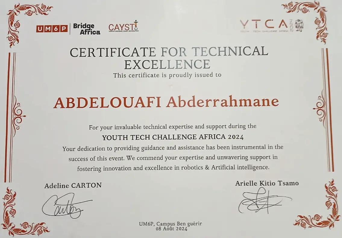 YTCA Technical Excellence Certificate